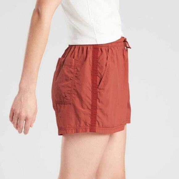 Athleta Expedition Short Drawstring Elastic Waist Hiking Shorts Red Orange 4 - Picture 2 of 13